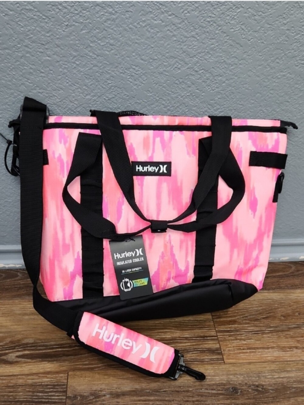NWT Hurley Insulated Cooler Tote Bag Pink Coral Peach Orange Purple Black